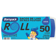 Saco Lixo Azul 50L c/ 40 Und. Bompack